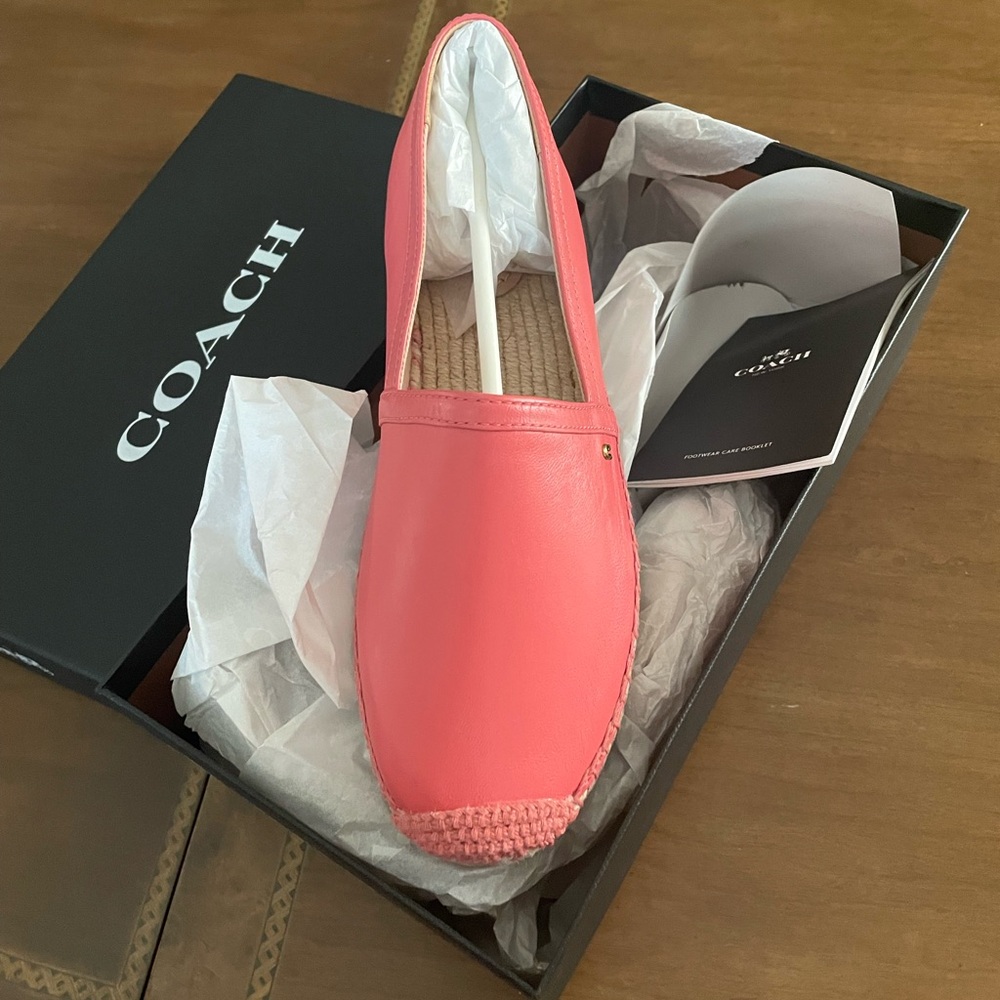 Coach coral leather espadrilles
